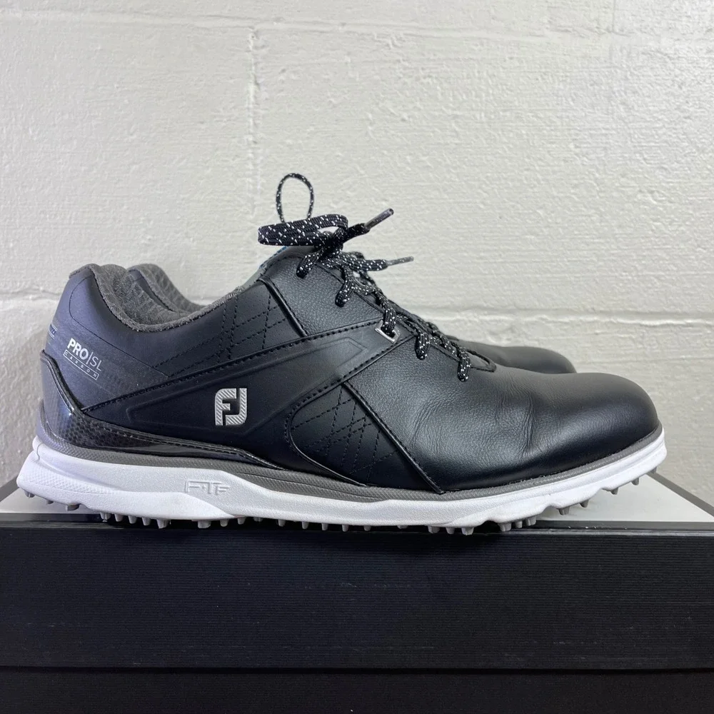 FootJoy Pro SL 53108 Black Carbon Leather Spikeless Golf Shoes Men's US 11 M